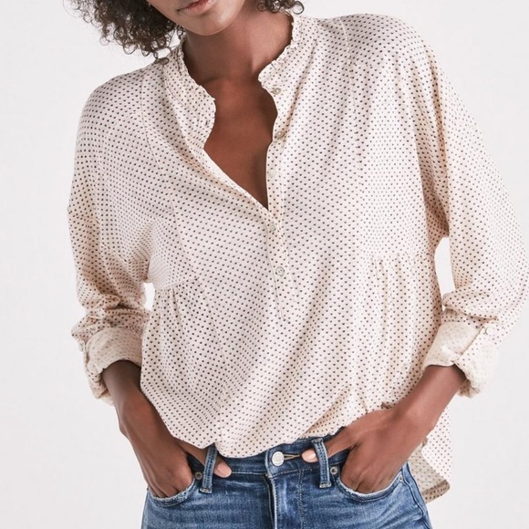 Lucky Brand Tops - [ Lucky Brand ] Gauze Mix Long Sleeve Henley Top